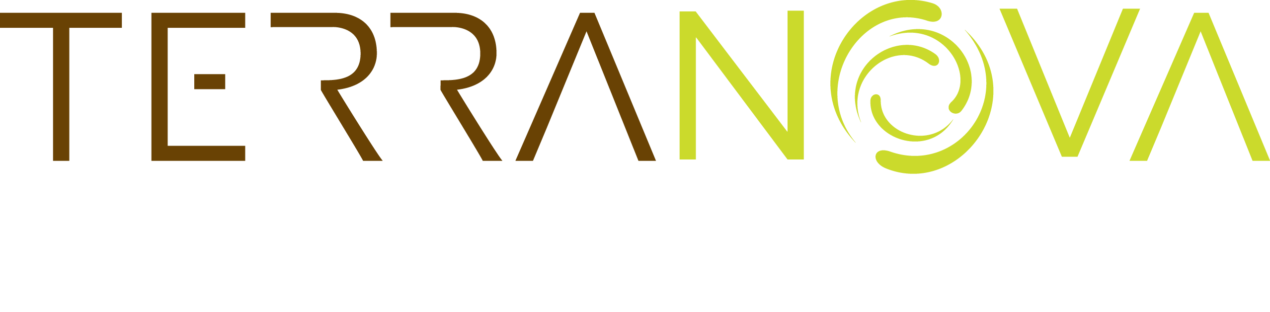 Logo von Casa Terranova mit den Farben Braun und Limetten-Grün und darunter der Schriftzug Aveda Spa in Weiss